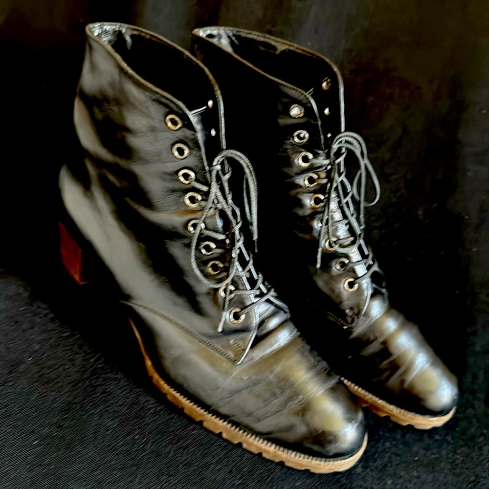 Robert Clergerie Black Leather Lace Up Boots - Picture 2 of 9